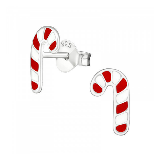 Candy Cane Earrings on a White background.