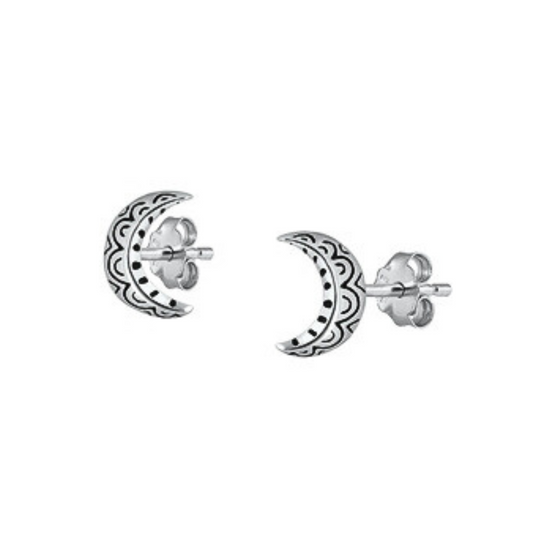 E-15 Detailed Crescent Moon Earrings