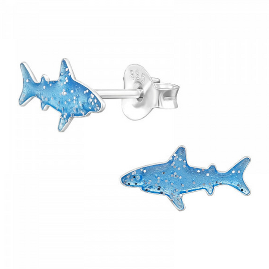 E-118 Blue Shark Earrings