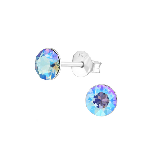 E-80 Light Blue AB CZ Stud Earrings