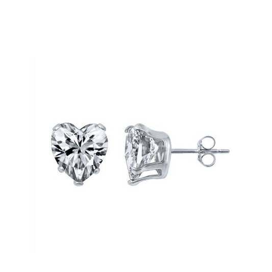 E-83 CZ Heart Stud Earrings