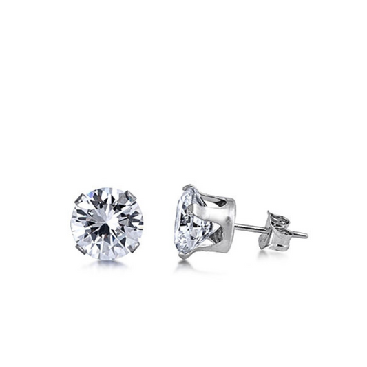 E-84 Round CZ Stud Earrings