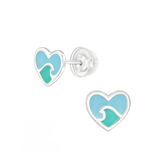 E-87 Colorful Wave in Heart Earrings