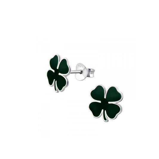 E-96 Green Four Leaf Clover Earrings