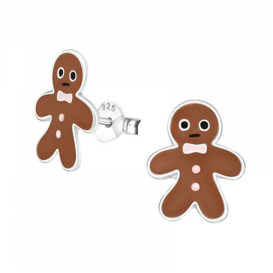 Gingerbread Man Earrings on a White Background.