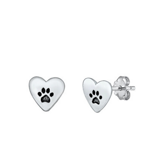 E-31 Paw Print with Heart Earrings