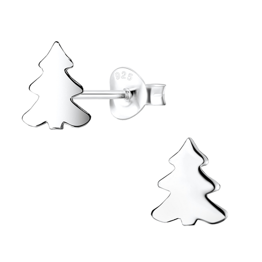 Pine Tree Earrings on a White Background.