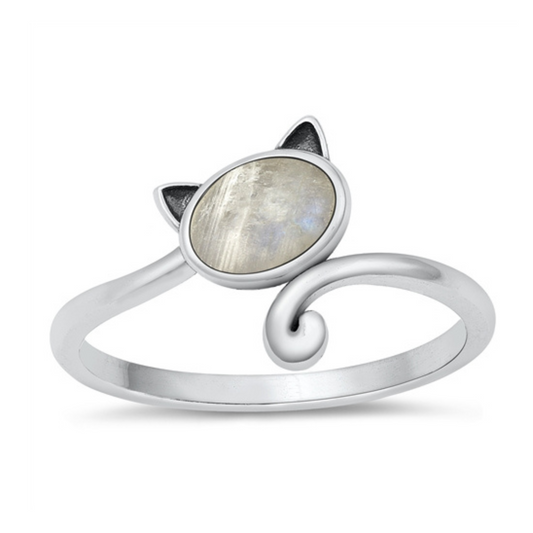 R-107 Cat with Moonstone Ring