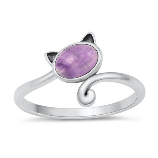 R-108 Cat with Amethyst Ring