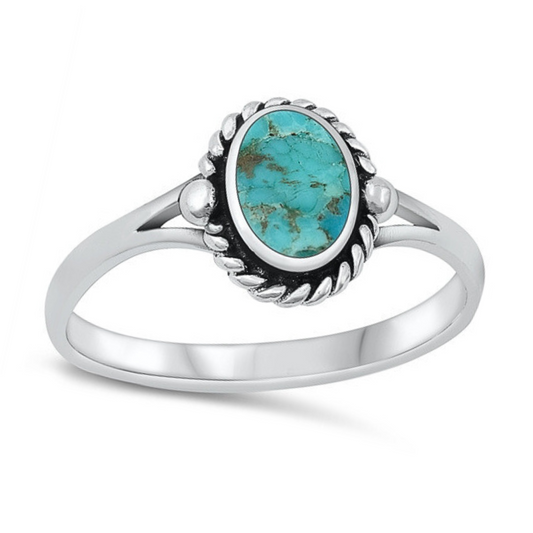 R-70 Detailed Oval Turquoise Ring