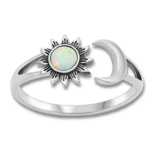 R-72 Sun & Moon White Lab Opal Ring