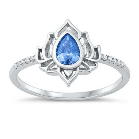 R-78 Blue Topaz Lotus Ring