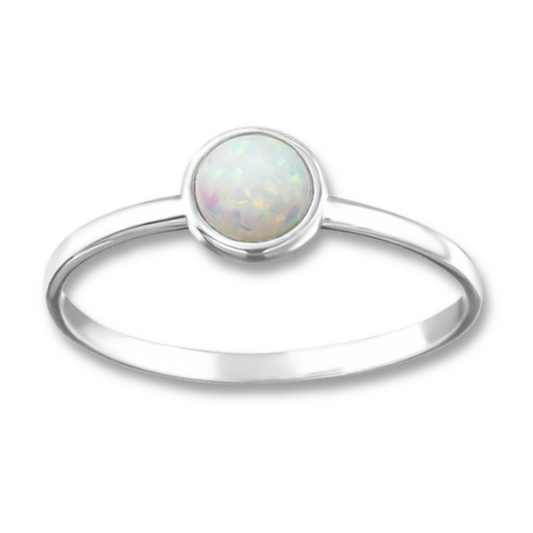 R-89 Tiny White Lab Opal Ring