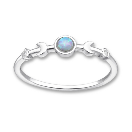 R-94 Moon and Stars Blue Lab Opal Ring