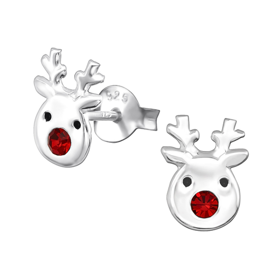 Rudolph Earrings on a White Background.