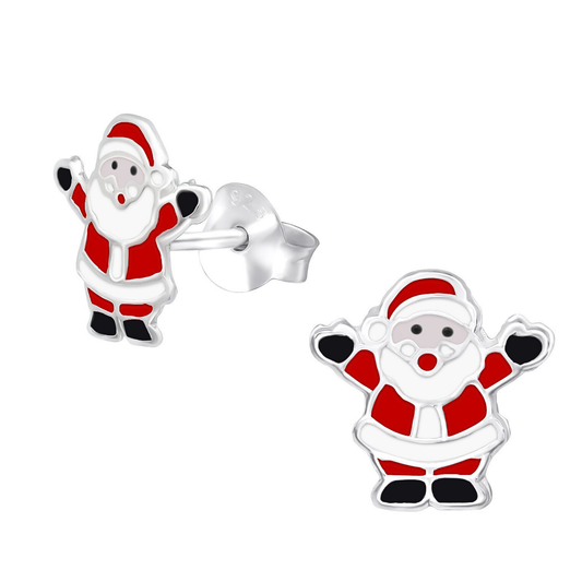 Santa Claus Earrings on a White Background.